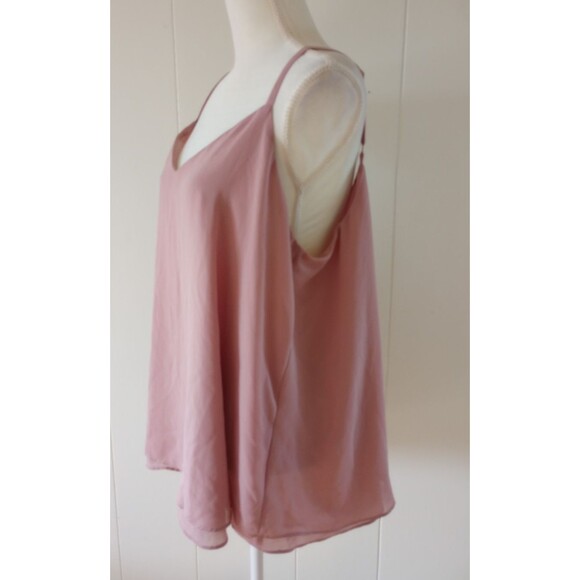 Torrid Cami tank Top Size 1 Dusty Rose Pink Adjustable Straps Layered 1X - Picture 3 of 7